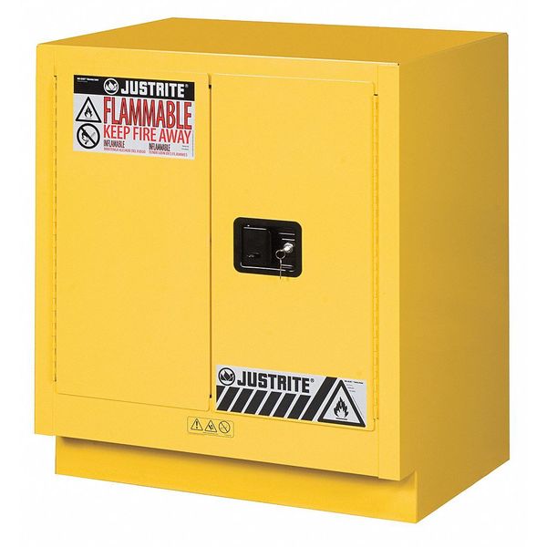 Flammable Safety Cabinet, 19 gal., Yellow, Depth: 21-5/8