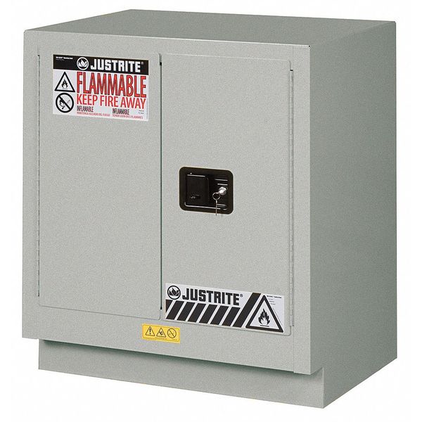 Flammable Safety Cabinet, 19 gal., Silver, Depth: 21-5/8