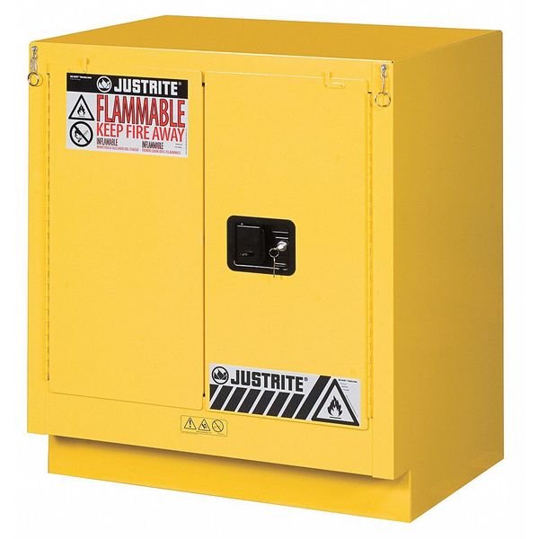 Flammable Safety Cabinet, 19 gal., Yellow, Material: Galvanized steel