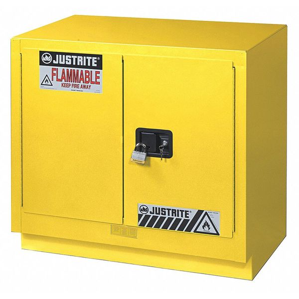 Flammable Safety Cabinet, 23 gal., Yellow, Material: Galvanized steel