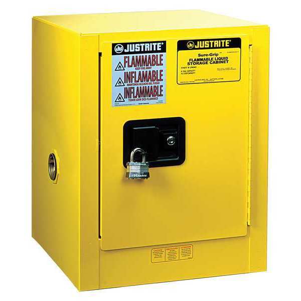 Flammable Safety Cabinet, 4 gal., Yellow