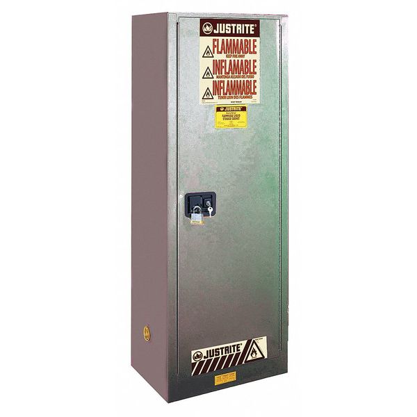 Flammable Cabinet, 22 gal., Gray, Safety Cabinet Type: Slimline