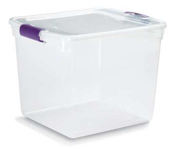 Storage Tote, Clear, Polypropylene, 16 1/4 in L, 7.7 gal Volume Capacity