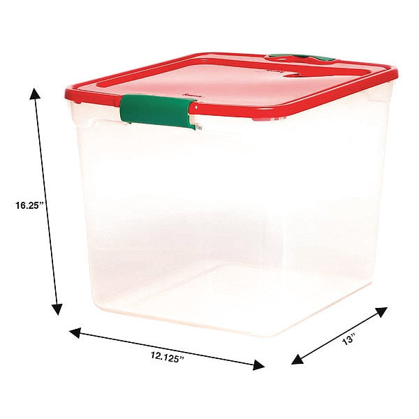 Storage Tote, Clear, Polypropylene, 16 1/4 in L, 7.7 gal Volume Capacity