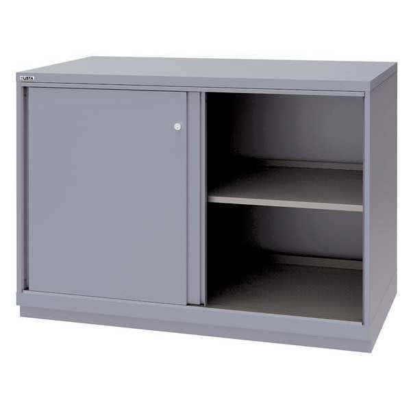 Steel Sliding Door Base Shelf Cabinet, 56.34 in W, 39-3/8 in H
