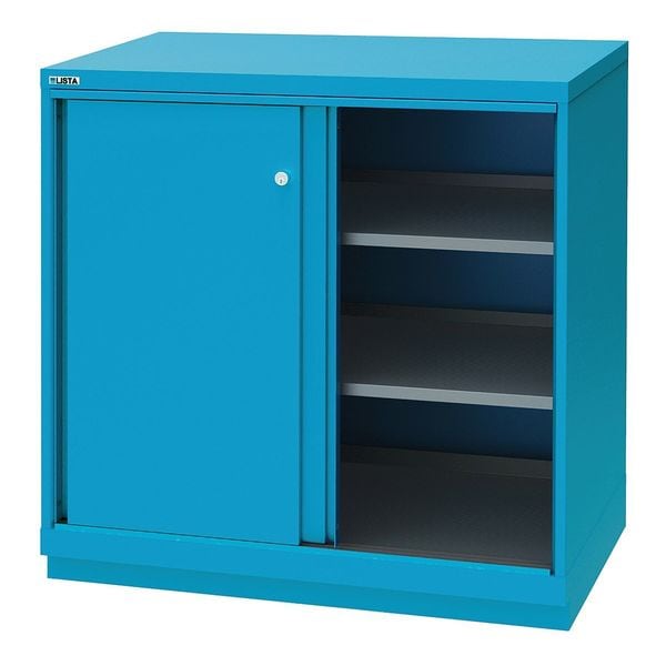 Steel Sliding Door Base Shelf Cabinet, 40.28 in W, 39-3/8 in H