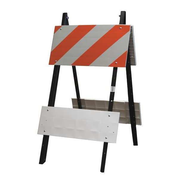 Leg Frame Type 1 Barricade, EGR Sheeting, 41 in H, 41 in L, 24 in W, Orange/White