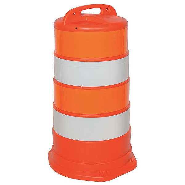 Traffic Barrel, White/Orange, HDPE