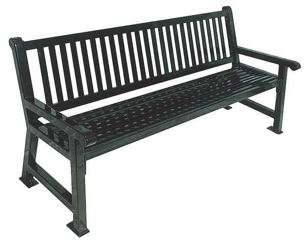 Outdoor Bench, 48 in. L, 36 in., Black