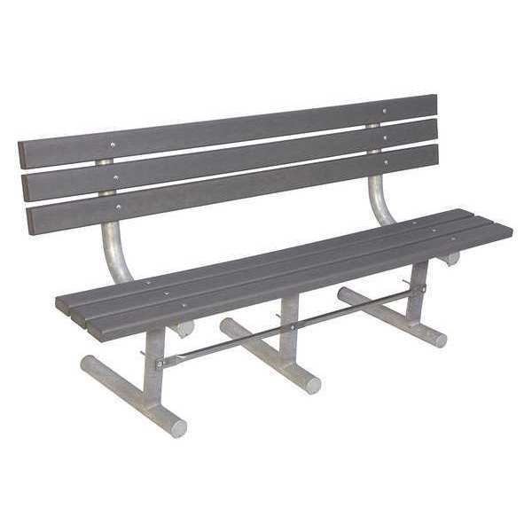 Outdoor Bench, 72 in. L, Gray, Recycled Plastic