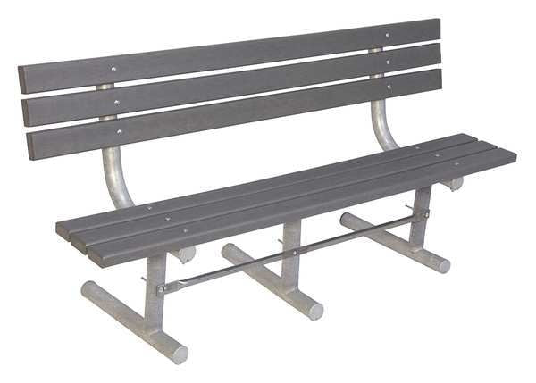 Outdoor Bench, 96 in. L, Gray, Recycled Plastic