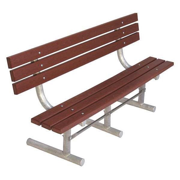 Outdoor Bench, 72 in. L, Brown, Recycled Plastic