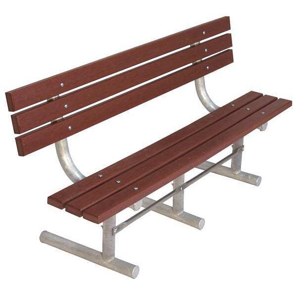 Outdoor Bench, 96 in. L, Brown, Recycled Plastic