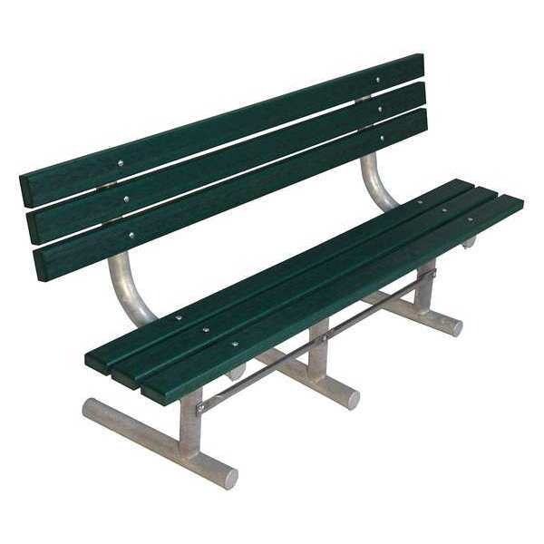Outdoor Bench, 72 in. L, Green, Recycled Plastic