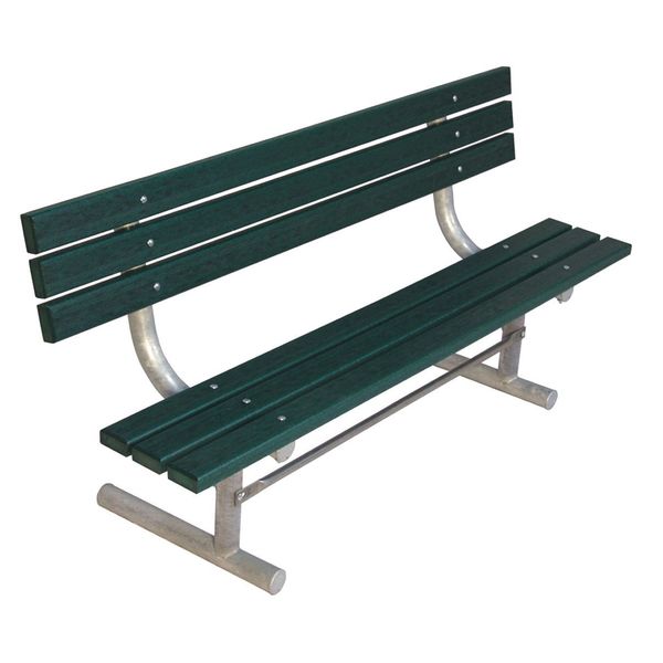 Outdoor Bench, 96 in. L, Green, Recycled Plastic
