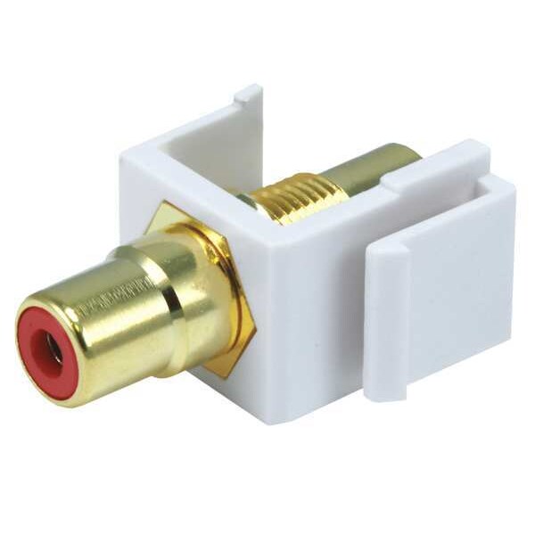 A/V Wallplate, RCA, Red Center, Wht