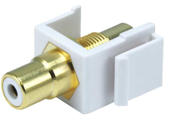 A/V Wallplate, RCA, Wht Center, Wht