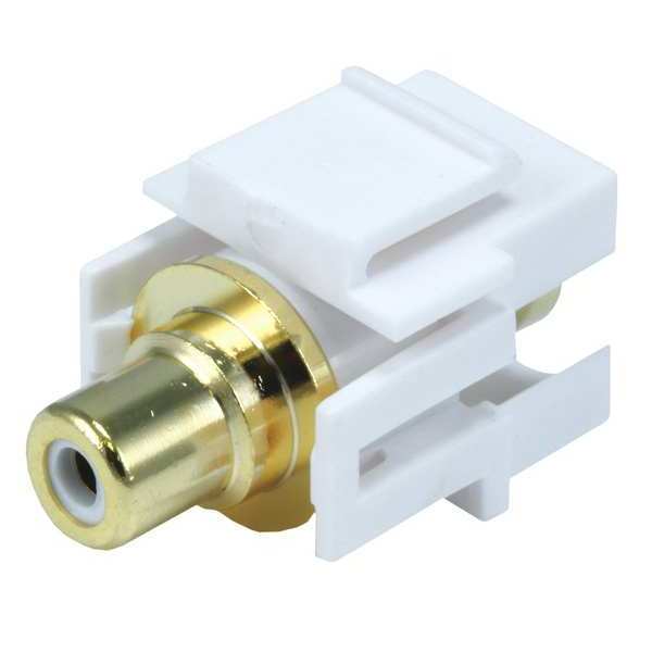 A/V Wallplate, RCA, Wht Ctr, Flush, Wht