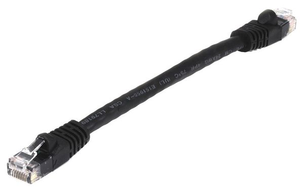 Ethernet Cable, Cat 6, Black, 0.5 ft.