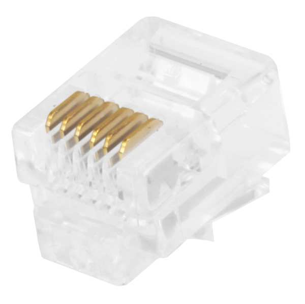 Plug, Mod, RJ12, 6P6C, Flat, Stranded, PK50