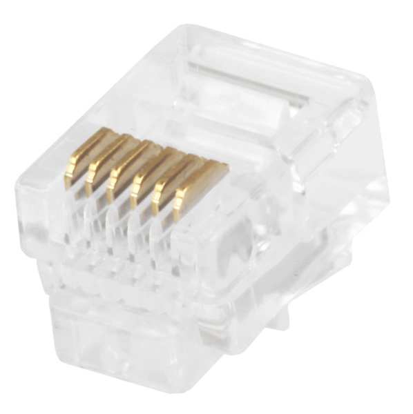 Plug, Mod, RJ12, 6P6C, Round, Solid, PK50