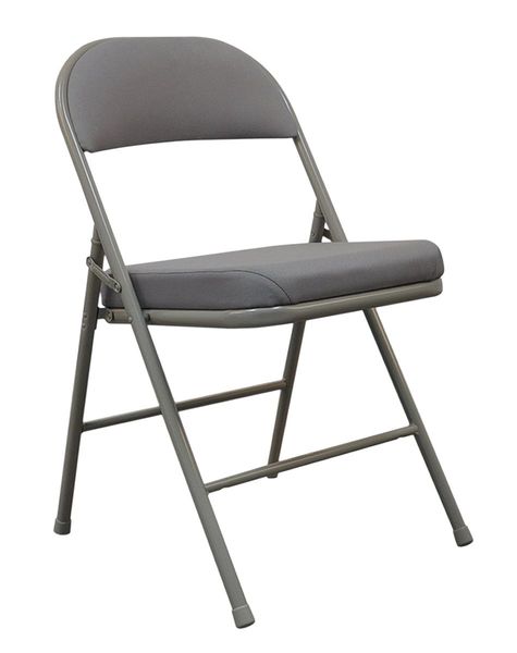Padded Folding Chair, Gray/Beige, 300 lb.
