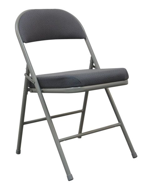 Padded Folding Chair, Gray, 300 lb.