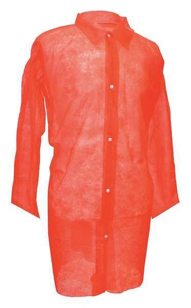 Disp. Lab Coat, XL, Polypropylene, Red, PK30