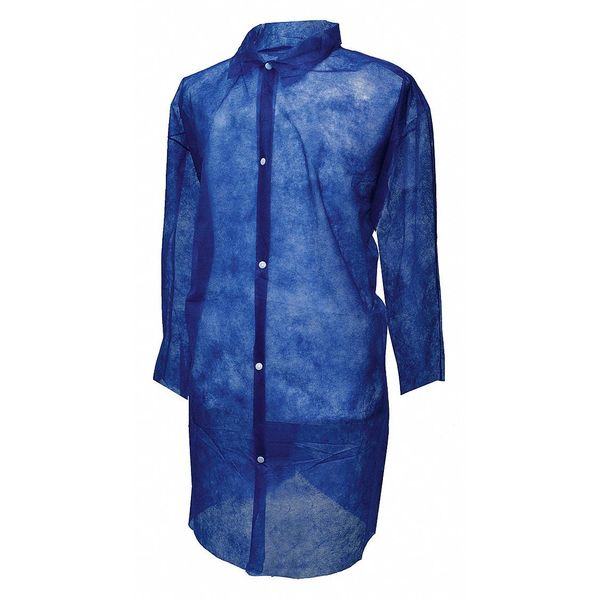 Disp. Lab Coat, 4XL, Poly, Blue, PK30