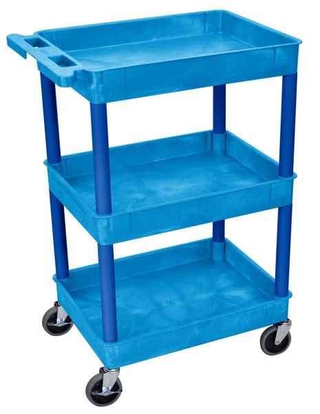 Thermoplastic Resin (Shelf)/High Density Polyethylene (Leg) Flat, 3 Shelves, 300 lb