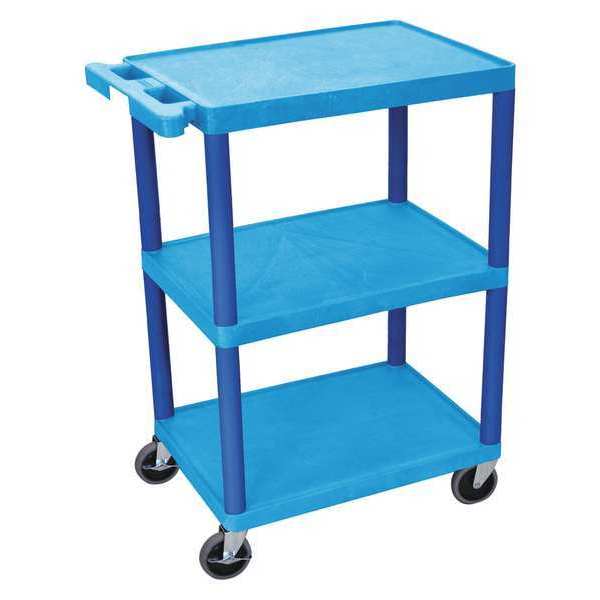 High Density Polyethylene (Shelf)/Polyvinyl Chloride (Leg) Utility Cart with Lipped Plastic Shelves