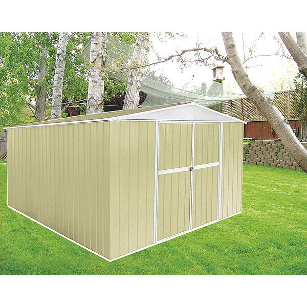492 cu ft Steel Outdoor Storage Shed, Beige
