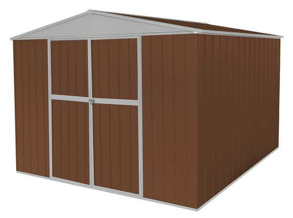 653 cu ft Steel Outdoor Storage Shed, Brown