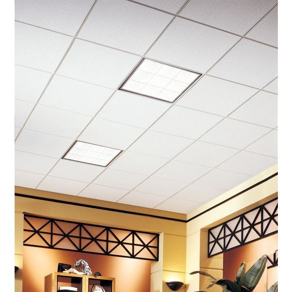 Fine Fissured Ceiling Tile, 24 in W x 24 in L, 16 PK