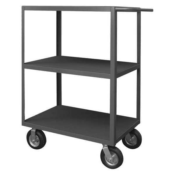 14 ga. Steel/Vinyl (Matting) Flat Shelf Utility Cart, 3 Shelves, 1200 lb
