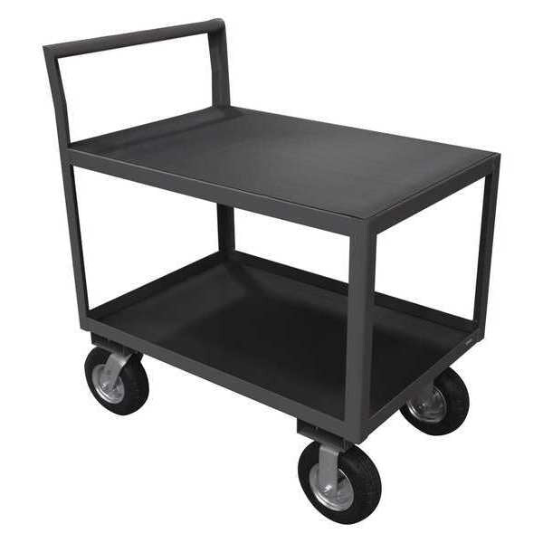 14 ga. Steel/Vinyl (Matting) Flat Shelf Utility Cart, 2 Shelves, 1200 lb