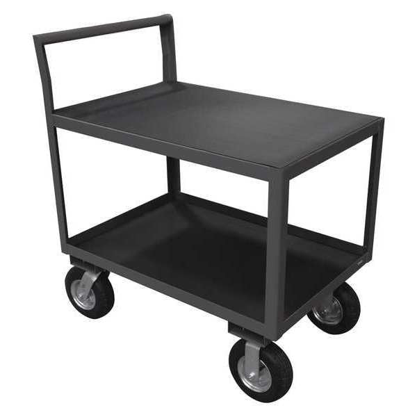 Steel Low-Profile Instrument Cart with Lipped & Flush Metal Shelves, Raised, 2 Shelves, 1,200 lb