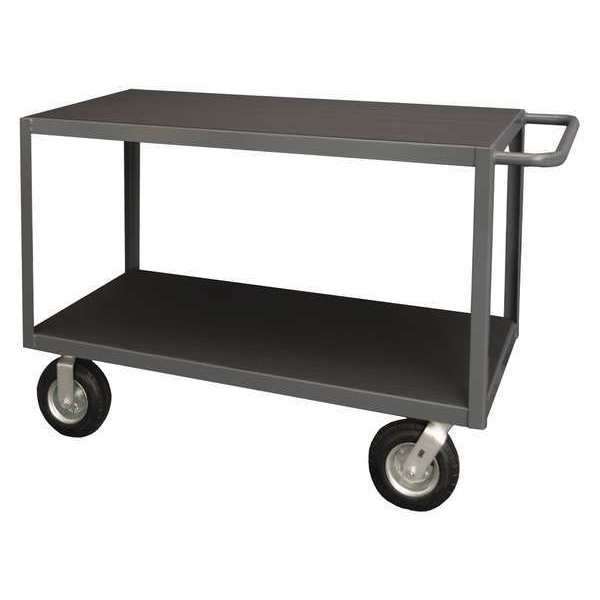 14 ga. Steel/Vinyl (Matting) Flat Shelf Utility Cart, 2 Shelves, 1200 lb