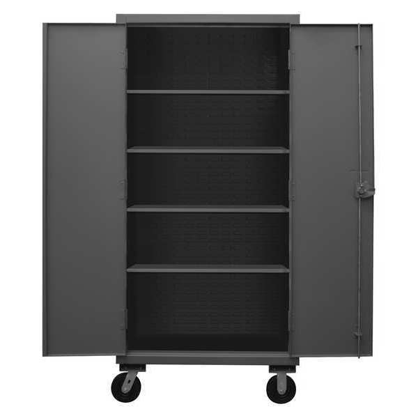 Solid Door Mobile Janitorial Cabinet, Gray