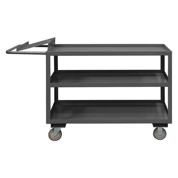 14 ga. Steel Flat Shelf Utility Cart, 3 Shelves, 1200 lb