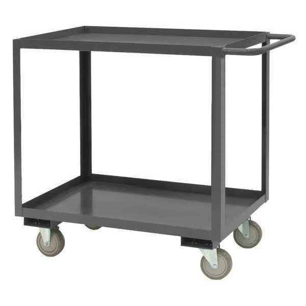 14 ga. Steel Flat Shelf Utility Cart, 2 Shelves, 1200 lb