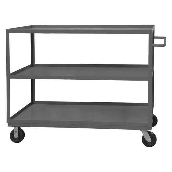 14 ga. Steel Flat Shelf Utility Cart, 3 Shelves, 3000 lb