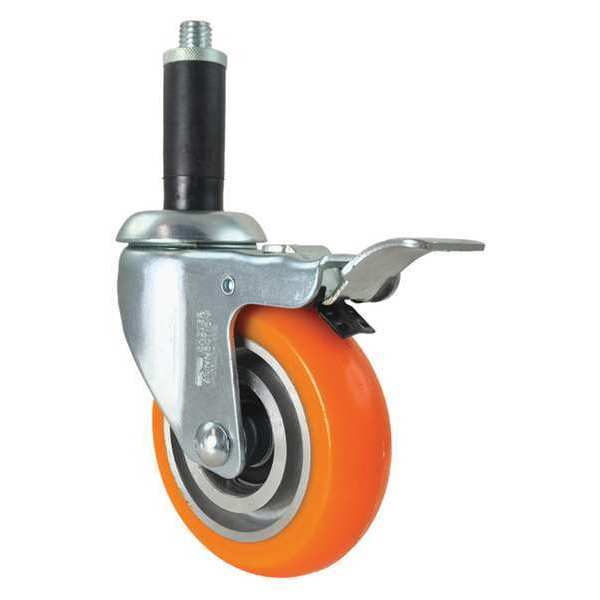 Swivel Stem Caster, Total Lock, Orange, 4