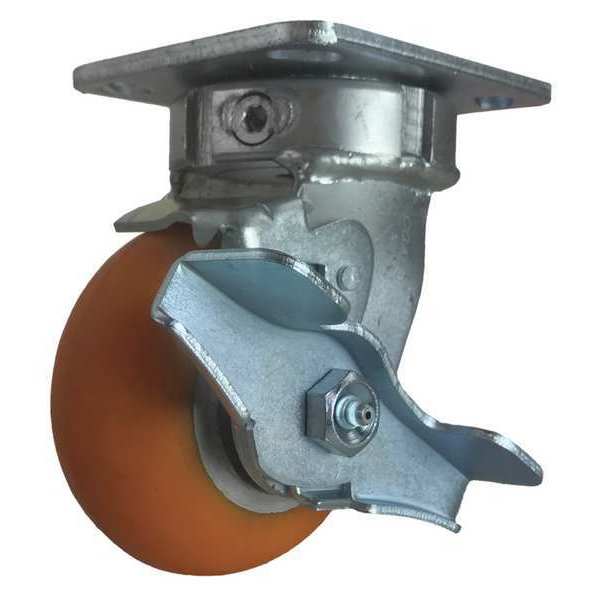 Swivel Plate Caster, w/Brake, SideStrap, 4