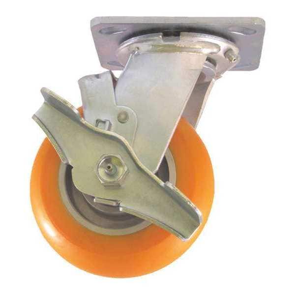 Swivel Plate Caster, w/Brake, SideStrap, 5