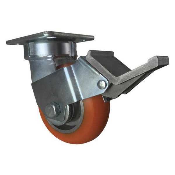 Swivel Plate Caster, w/Brake, Pedal, 5