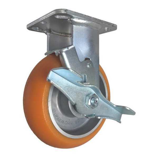 Rigid Plate Caster, w/Brake, Side Strap, 6