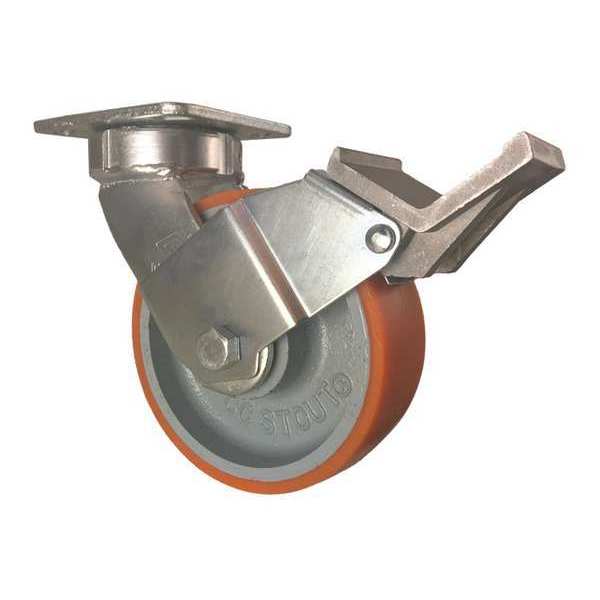 Swivel Plate Caster, w/Brake, Pedal, 6