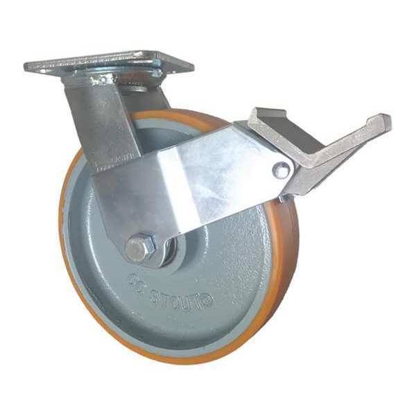 Swivel Plate Caster, w/Brake, Pedal, 8
