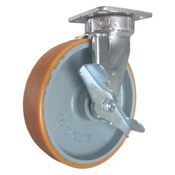 Swivel Plate Caster, w/Brake, SideStrap, 8